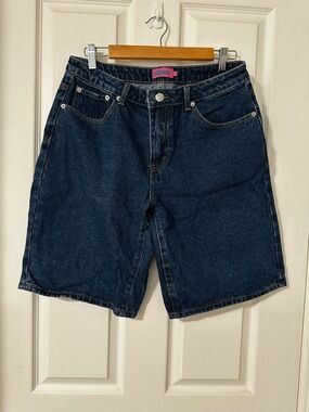 Edikted Dark Blue Denim Jean Shorts